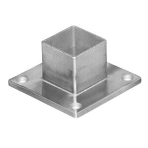 Square Long Neck Floor Flange for Stainless Steel Deck Rail Systems
