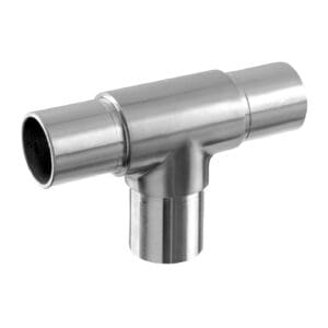 Round Post Tube Connector - Inline T — glass railing post or mount component