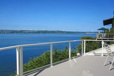 White Solid Glass Railing – Camano Island, WA