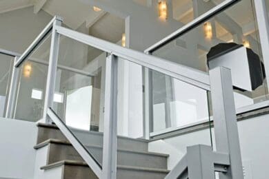 Silver Solid Glass Railing – Lincoln City, OR